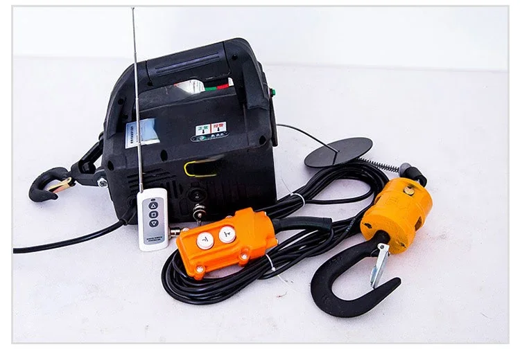 220v 500kg Remote control crane hoist wire rope electric hoist aluminum shell  household indoor small crane