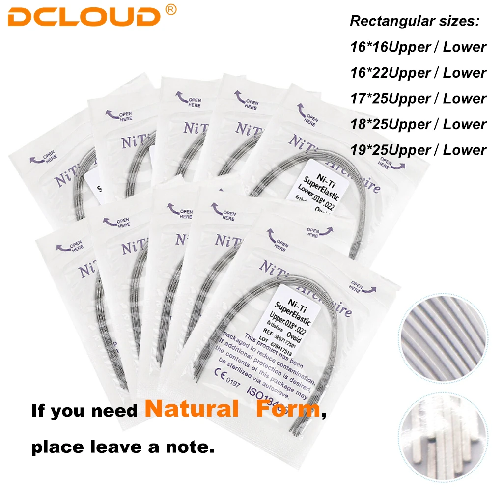 50Packs = 500Drähte Dental Niti Bogendrähte Kieferorthopädisch Super Elastisch Rund- / Rechteckbögen Oval / Natürliche Form Zahnarzt Material – Detail 6