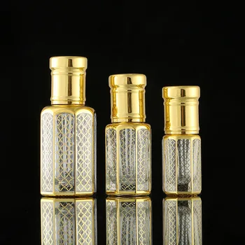 3/6/12ml roll on glass bottle essential oil container gold luxury empty refillable mini dropper perfume bottle liquid container