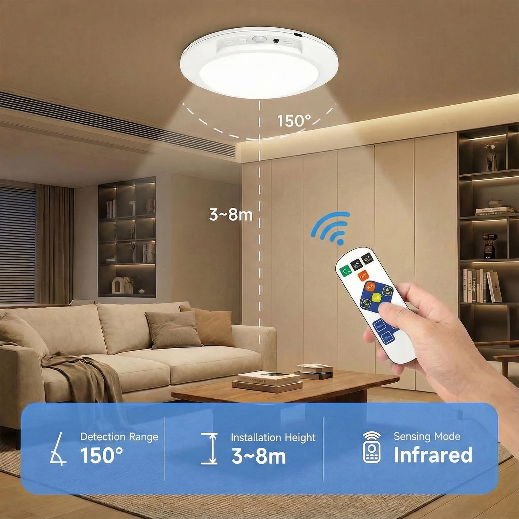 모션 센서 충전식 LED 천장 조명, 원형 무선 보안등 - Home Security Beams 리뷰 및 가격
