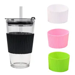 Vertical Stripes Silicone Cup Sleeve Non-slip Heat Insulation Cup Cover Thickened Anti -scald Mug Sleeve Glass