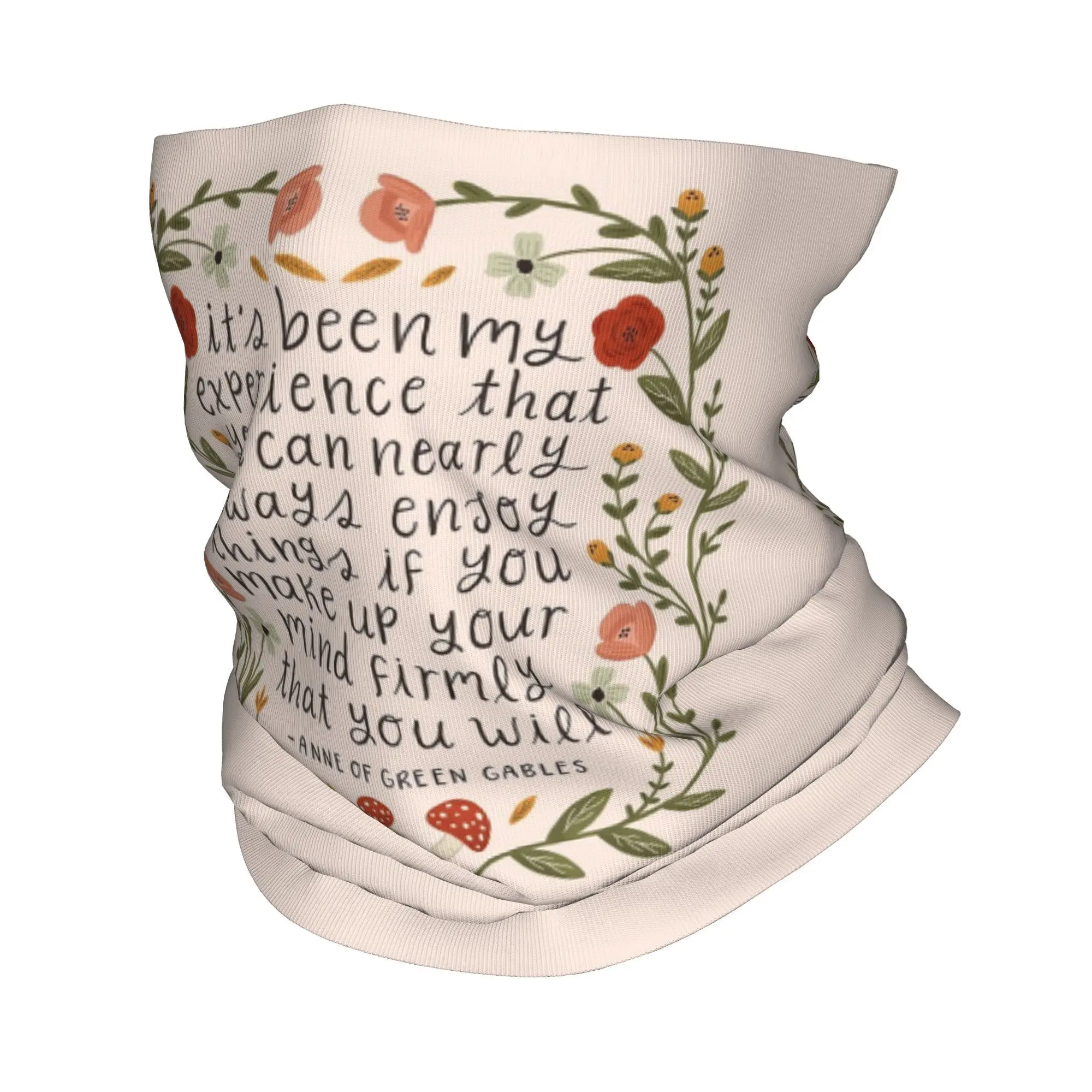 그린 게이블스의 앤 "Enjoy Things" 인용문 반다나 넥 게이터 프린트 매직 스카프 따뜻한 사이클링 스카프 러닝