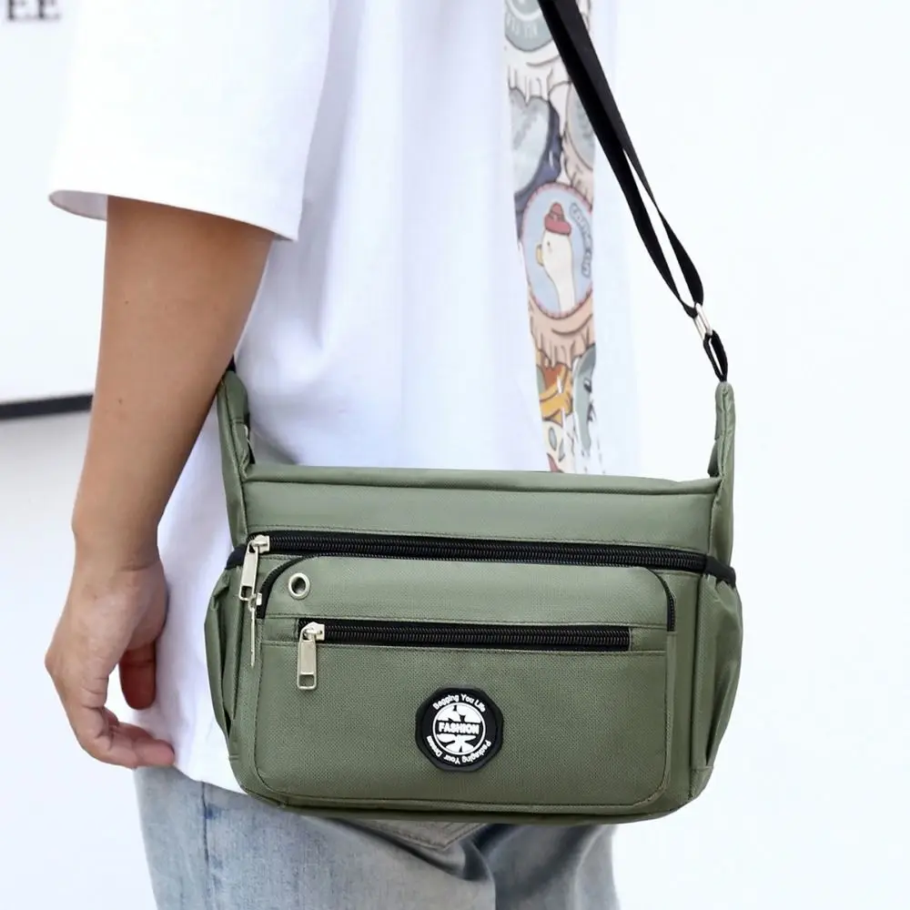 Simple Multi-pocket Crossbody Bag Zipper Fitness Shoulder Bag Canvas Commute Men Business Bag Unisex