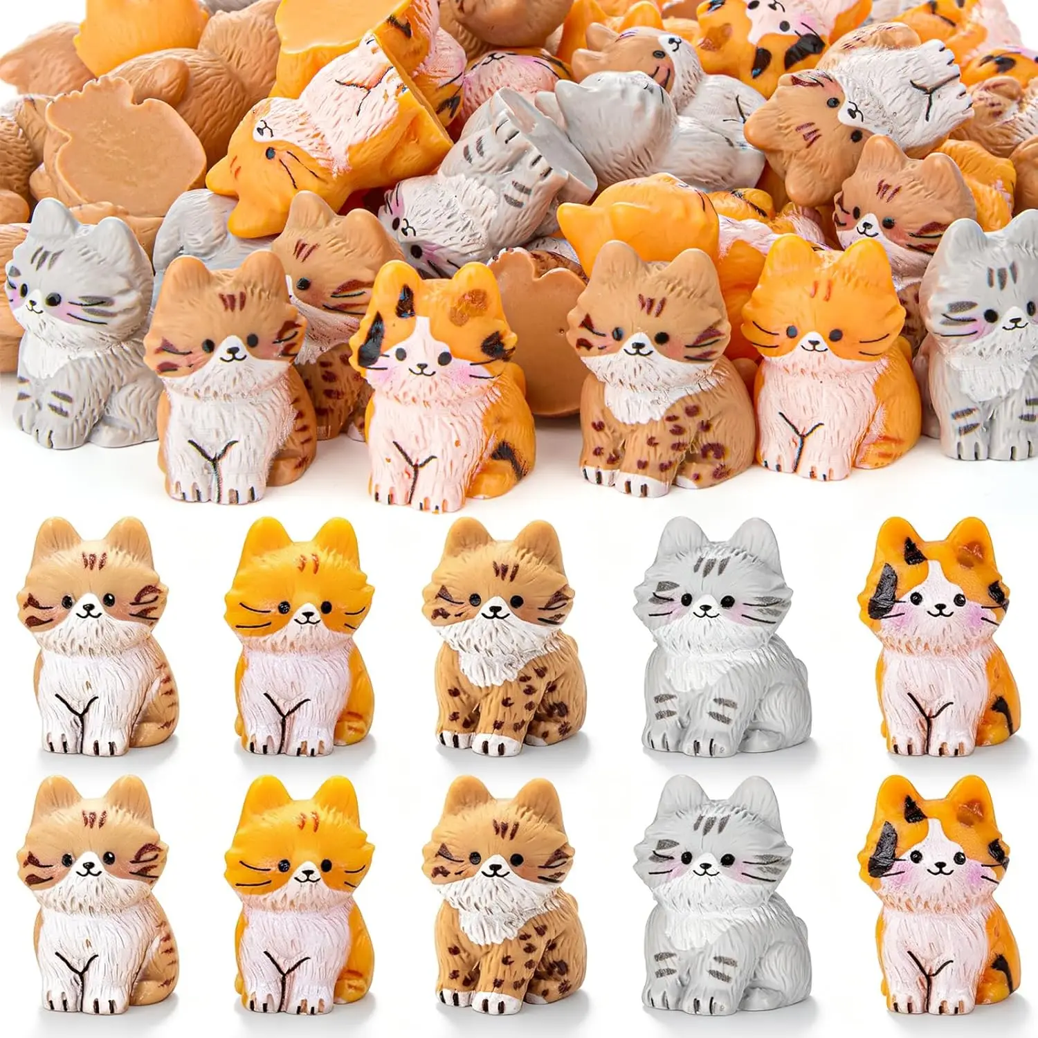 10 Stück Mini-Katzenfiguren aus Harz, Tierstatuen, kleine Kätzchen für Versteckspiele, DIY Feengarten, Desktop-Deko, Haustier-Party-Geschenk – Detail 1