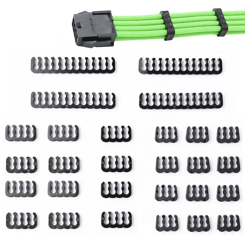 24pcs/Set Psu ​PC Extension Cable Clamp Comb Organizer For 3.0-3.6mm PC Power Cable 6 Pin/8 Pin/24 Pin Cable Wiring Connect