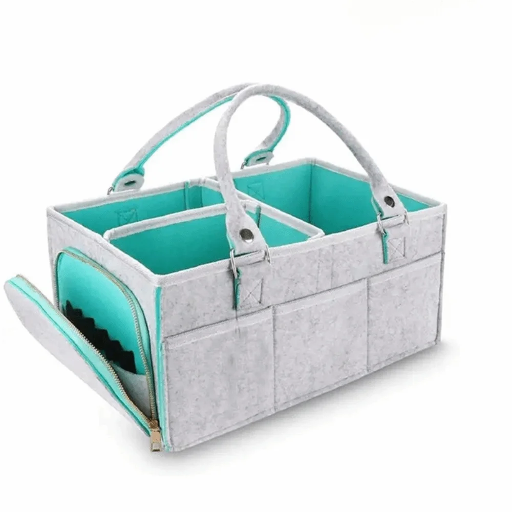 

New Felt Baby Diaper Storage Bag Portable Large Capacity Mommy Bag Large Pocket Nursery Organizer Infant Care