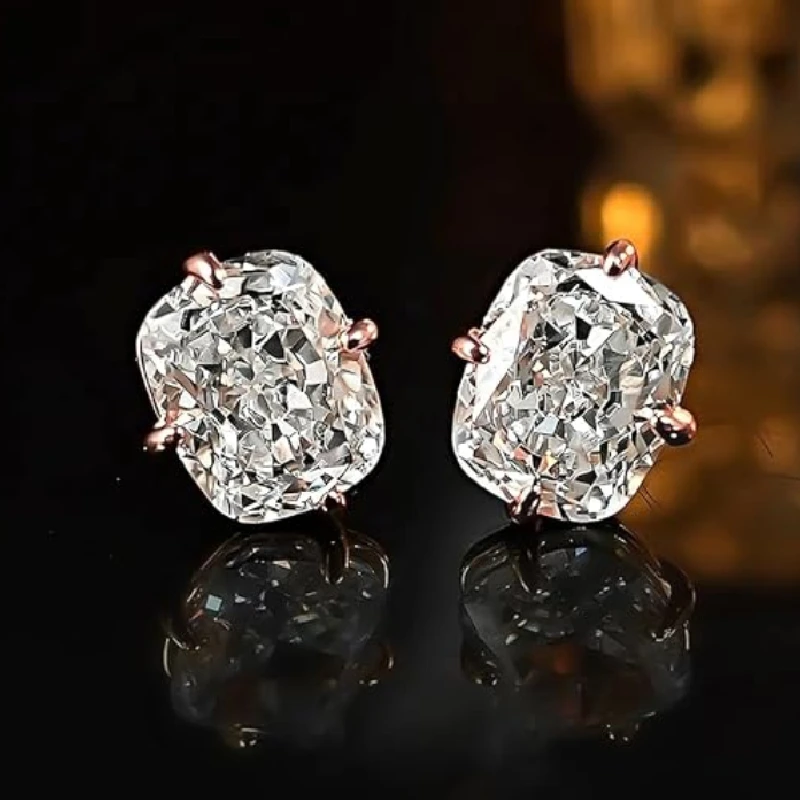 Huitan Damen-Ohrstecker, goldfarben, eingelegt, große weiße CZ, einfacher Stil, Party, Alltag, Accessoires, modisch, vielseitiger Hochzeitsschmuck – Detail 12