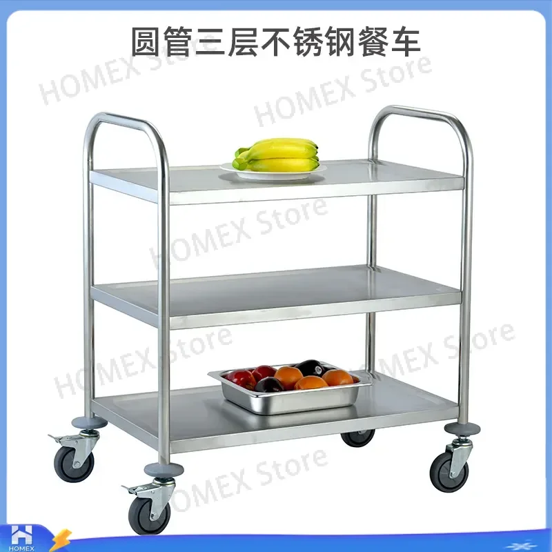 Custom Stainless Steel Food Service Cart Mobile Wine Trolley Commercial Bowl Truck Hotel Restaurant Kitchen Delivery Trolley