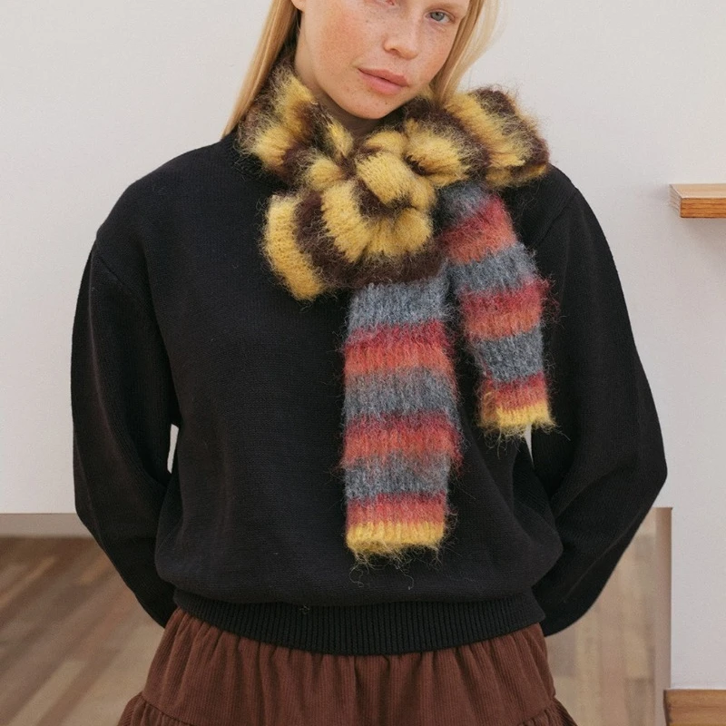 

Женский полосатый шарф-палантин, теплая зимняя шаль, бандана, пашмина, женское квадратное толстое одеяло-пончо