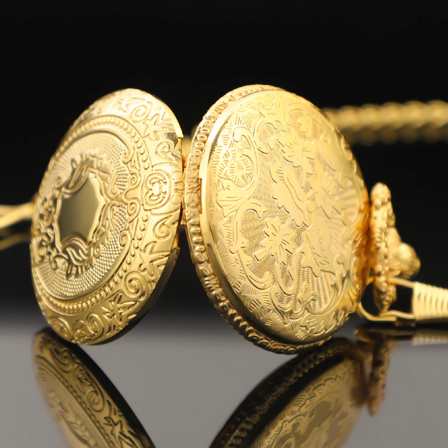 Креативные золотые нежные резные узоры с щитом для женщин и мужчин, кварцевые карманные часы, аналоговые карманные часы из ротанга с цветочным принтом, Reloj De Madera