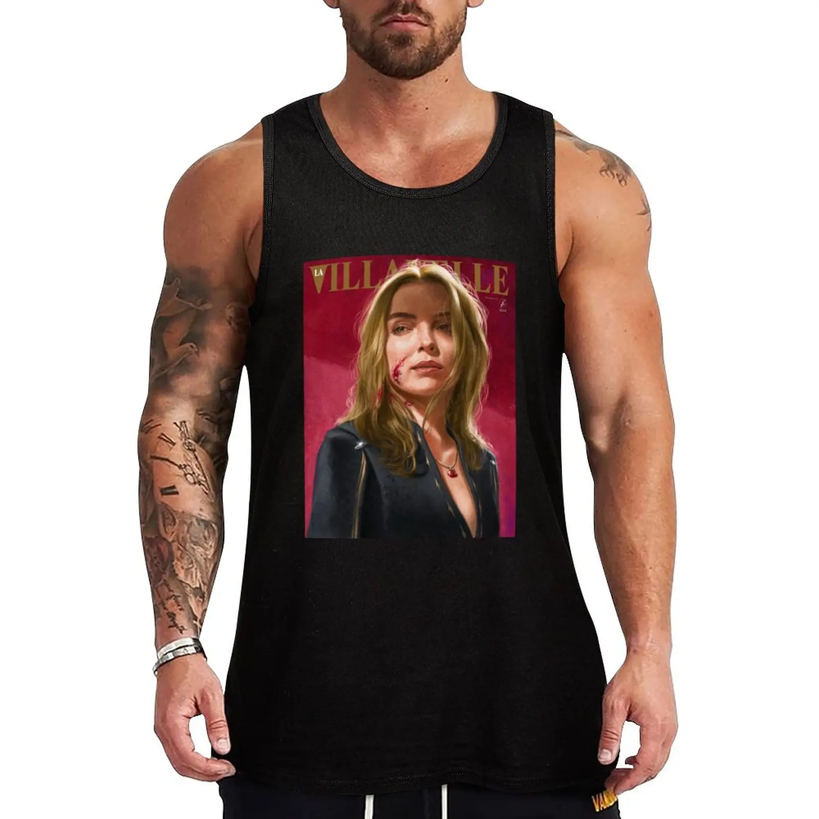 

Villanelle Painted Portrait Tank Top Summer Casual Sleeveless Top Loose Fit Tank Shirt