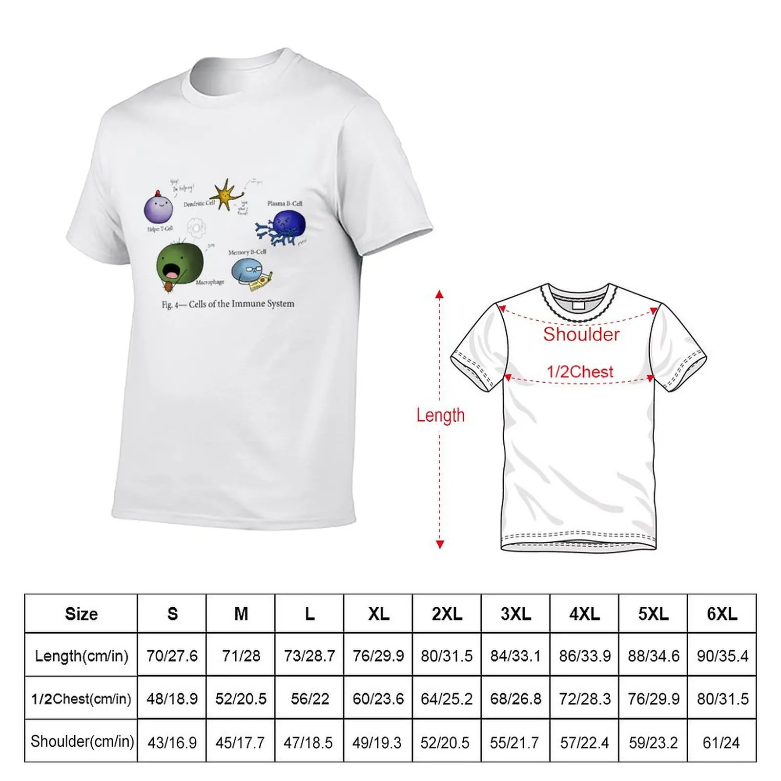 Cells of the Immune System T-Shirt Soft Casual Short Sleeve Cotton Tee