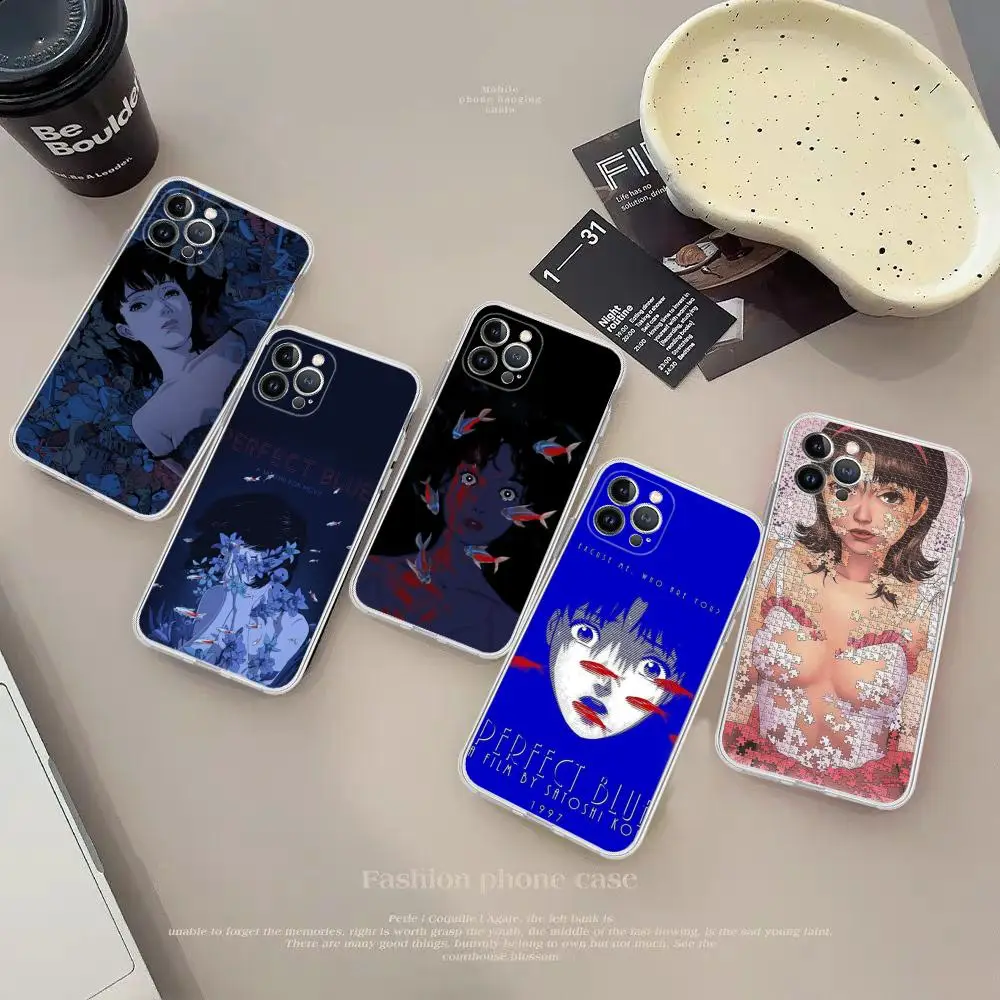 Perfect Blue Japanese Phone Case For iPhone 15 14 13 12 Mini 11 Pro XS Max X XR SE 6 7 8 Plus Soft Silicone Cover