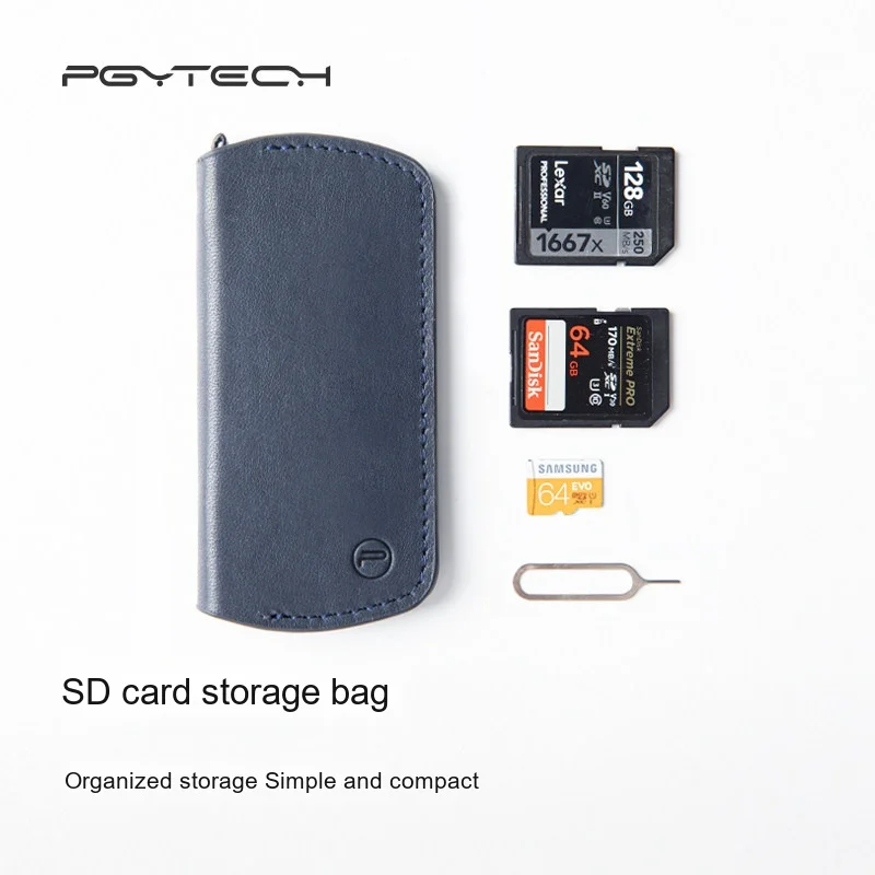 PGYTECH Memory Card Wallet Deep Navy P-CB-036 Portable SD MicroSD CF SIM Card Storage Organizer Case for Camera Travel