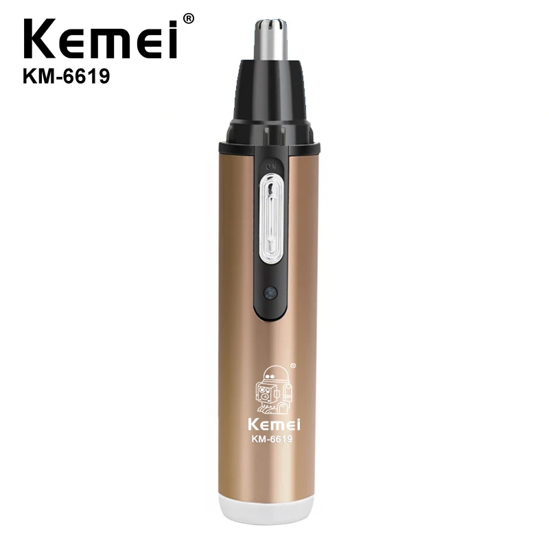 KEMEI Mini Rechargeable Clectric Nose Hair Trimmer Personal Cleansing Care Portable Nose Hair Cleaner KM-6619 Champagne Color