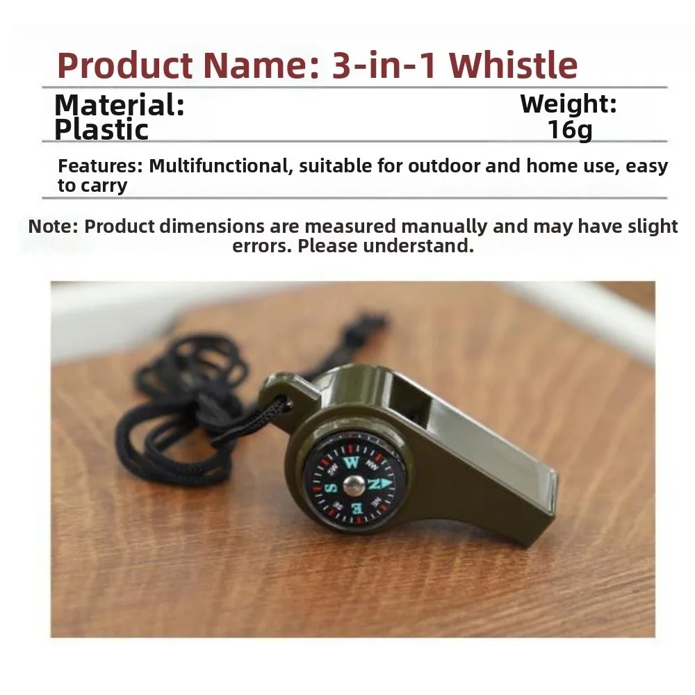 Multifunctional Whistle with Compass Thermometer 3in1 with Strap Hanging Rope High-frequency Whistle Portable