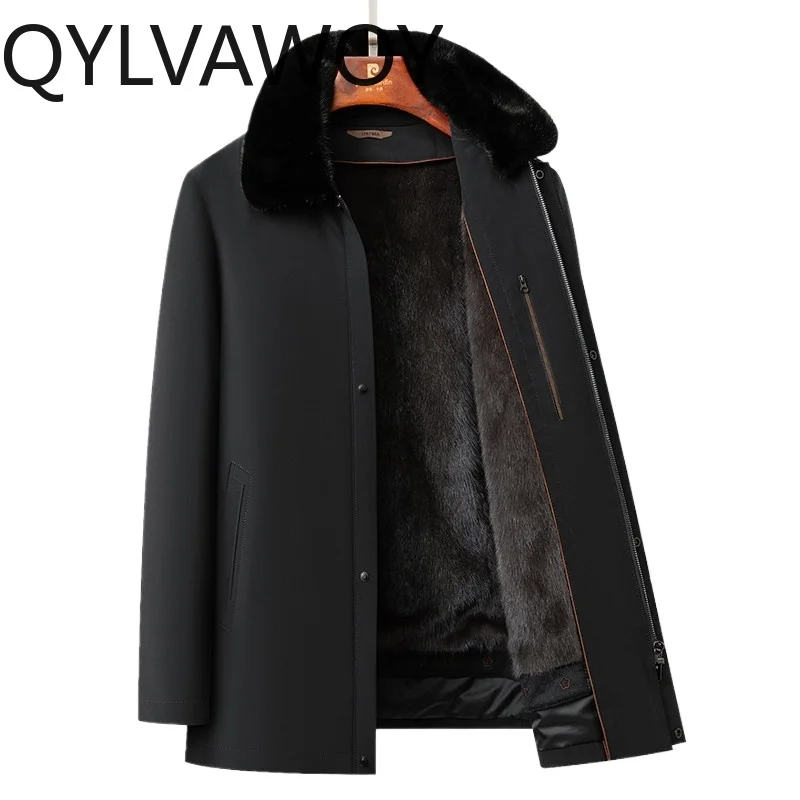 QYLVAWOY Luxury Natural Fur Parkas Men Clothing Winter High-end Detachable Mink Fur Liner Jacket Man Real Fur Coat Warm Parka