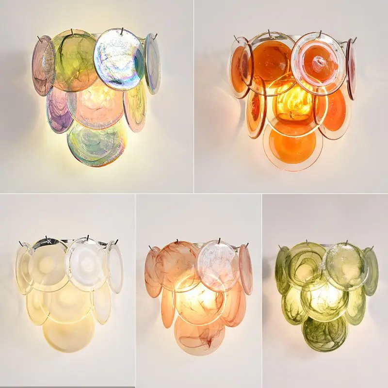 New Indoor Glass Wall Lamp Bedroom Living Room Background Wall Light Outdoor Vintage Advanced Light Luxury Wall Sconce Home