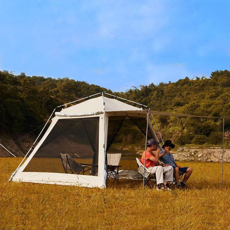 Outdoor camping tent pergola automatic aluminum pole double-layer park picnic barbecue party rainproof sunscreen mosquito-proof