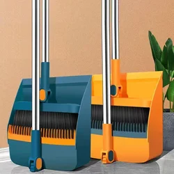 2pcs/set Home Brush And Shovel Broom And Dustpan Combination Set Vertical Folding Soft Fur Non-viscous Sweeping Broom