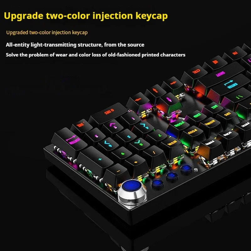 V6 True Mechanical Keyboard Mouse Combos Set Interchangeable Axis Esports Games Green Axis Wired Illuminated Computer Keyboard