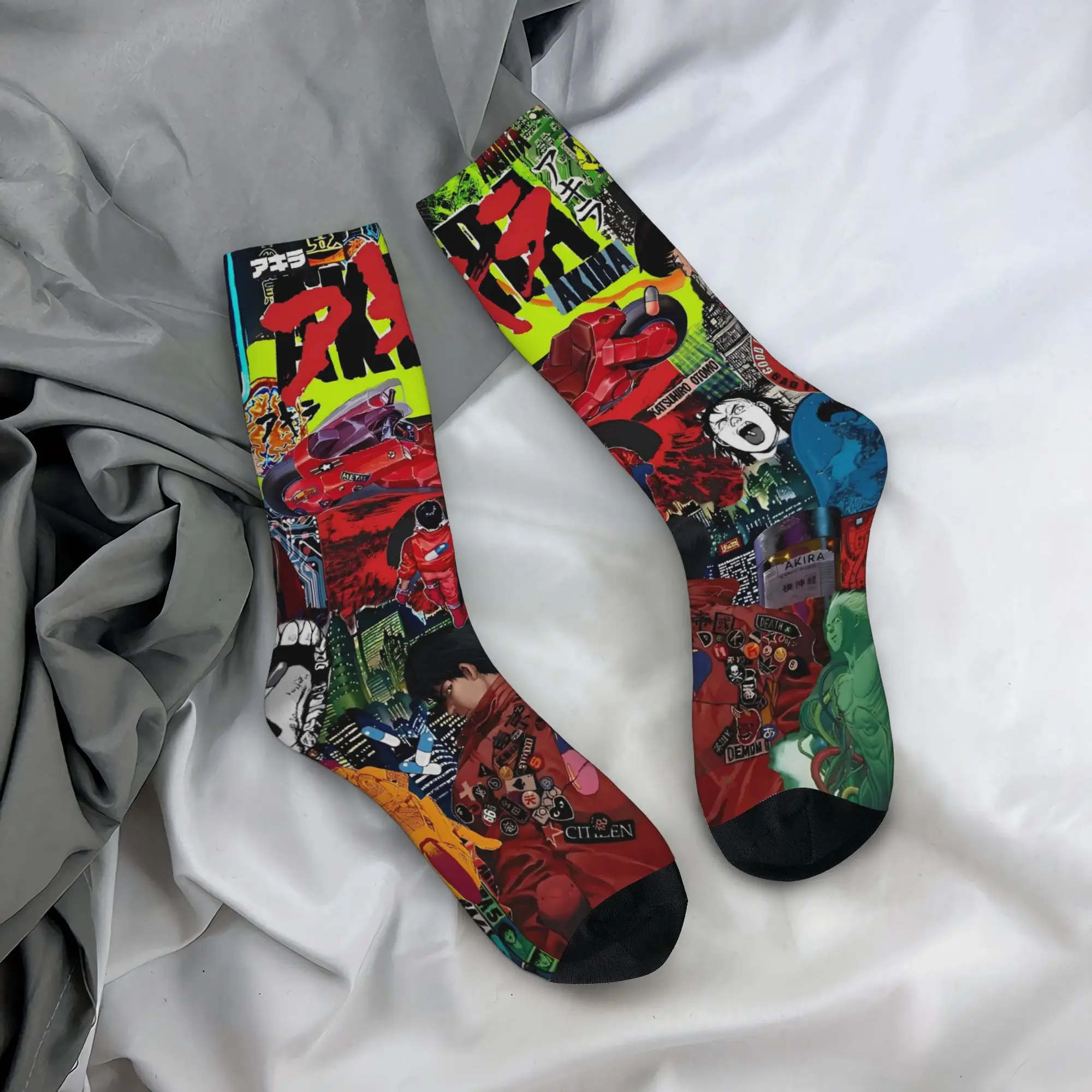

Japanese Anime film Akiras Stockings Funny Socks Unisex Men Breathable Socks Winter Skateboard Pattern Non Slip