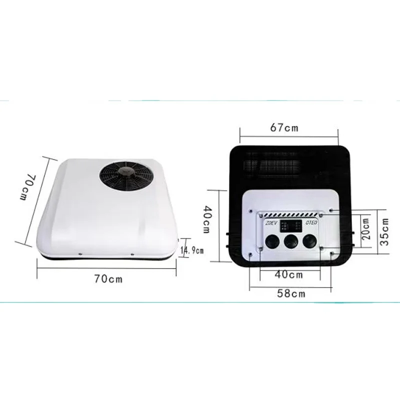 مكيف هواء عالي الجودة 24 فولت يعمل بالبطارية الكهربائية على السطح لوقوف السيارات لشاحنة جرار RV #5