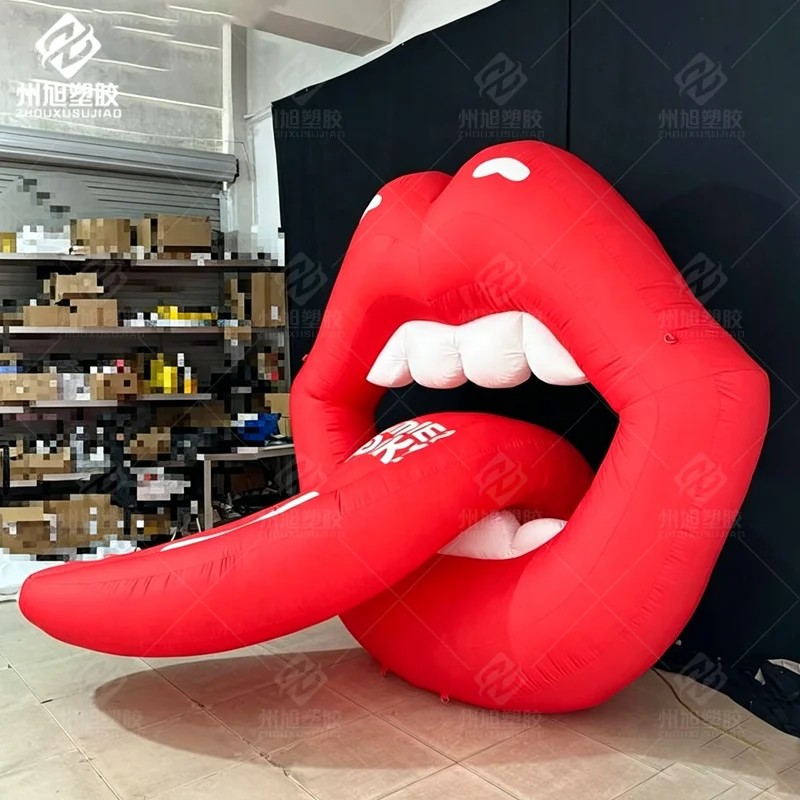 Bespoke Size Party Decoration Inflatable Red Lips,inflatable Red mouth stick out tongue Balloon for Valentine's Day