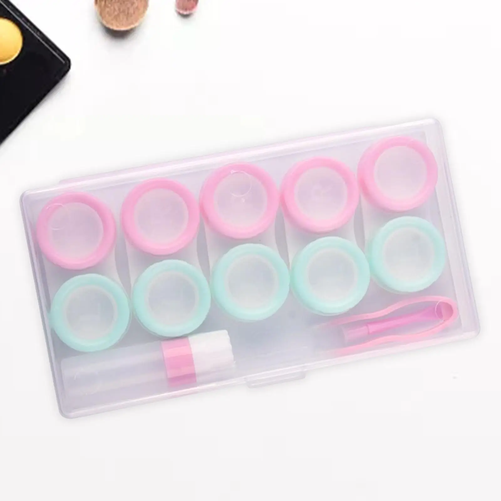 6x5 Pairs Contact Lens Storage Case Organizer Caps for Girls Green Pink