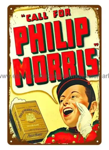 PHILLIP MORRIS man cave tobacco cigarette smoking metal tin sign wall artwork