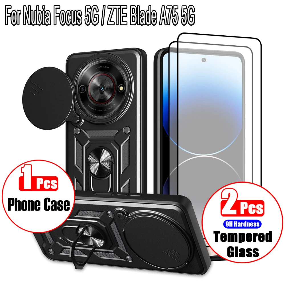 

Protection set (1 pcs phone case+2 pcs Phone Screen Protectors) for ZTE Blade A75 5G/Nubia Focus 5G, Soft TPU, anti-collision.