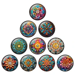 24pcs/lot Colorful Floral Art Patterns 8mm/12mm/18mm/25mm Round Photo Glass Cabochon Demo Flat Back Making Findings H319