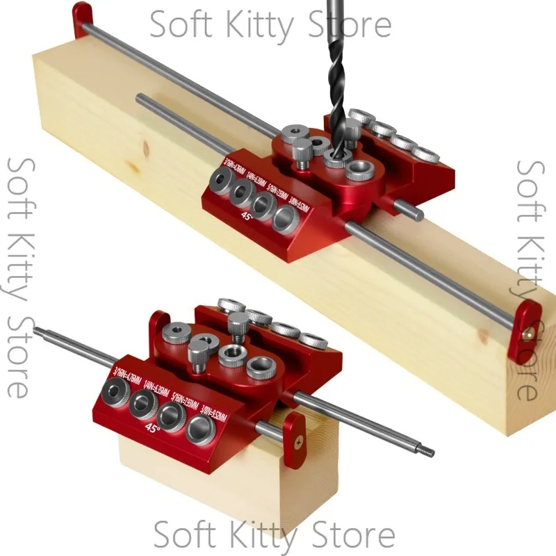 30°/45°/90° Aluminum Pocket Hole Jig Kit, Multi-Angle Drill Guide Set  With Dual Extension Positioning Rods for Woodworking DIY