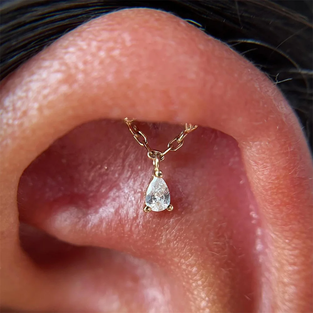 AIDE 925 Sterling Silber Geometrische Glatte Ketten-Quasten-Ohrringe für Damen, Knorpel-Spiral-Piercing, flache Rückseite, zum Schlafen tragbar – Detail 32