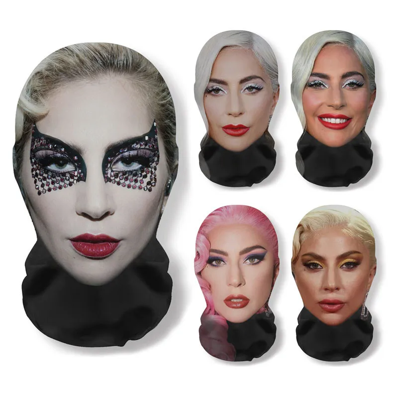 Máscara estilo Lady Gaga impressa em 3D, balaclava elástica de rosto inteiro para cosplay, máscara de malha respirável para concerto cantor e eventos de fãs