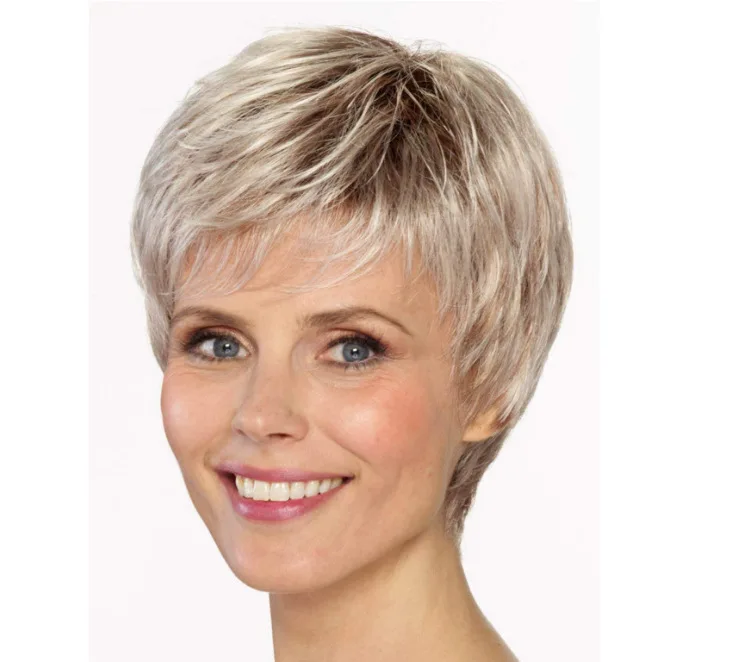 European and American fashion women with short hair, European and American wigs, head covers, fluffy and dyed gradient wigs for