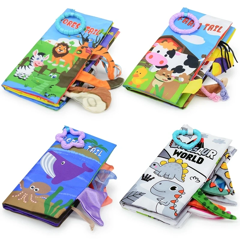 0-36M Baby Early Learning Toy Tail Cloth Book Parent-child Interactive Sound Paper Puzzle Early Education Toys