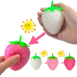 Simulated Color-changing Strawberry Squishy Kids Anti Stress Relief Ball Fidget Decompression Toys for Children funny gift