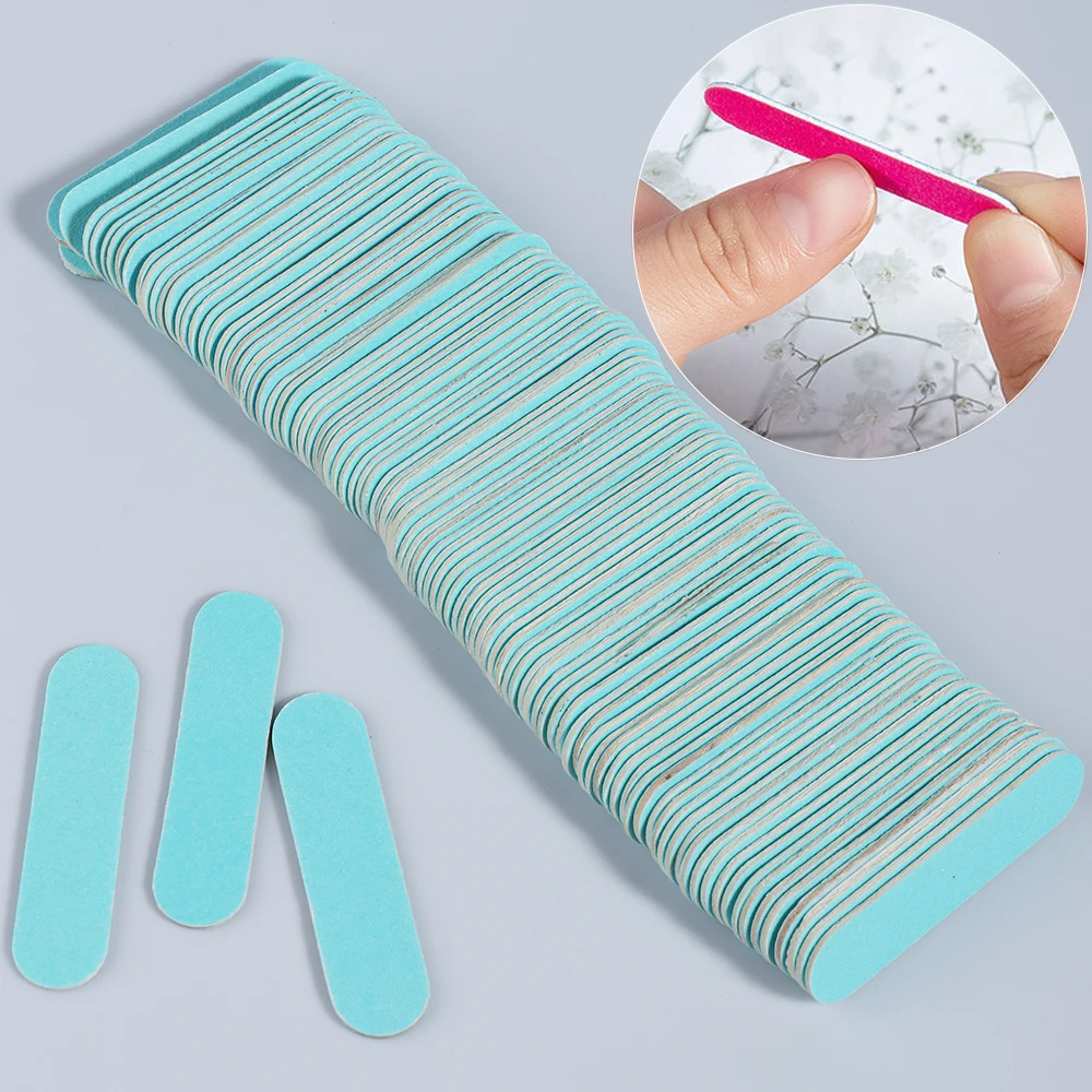 50/100pcs Mini Nail Files Bulk Double-Sided Wood Sanding Buffer Block Set Emery Board Polishing Pedicure Manicure Tools LEBCX