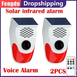 Outdoor Solar Alarm 120dB 2PCS Alarm System Outside Weatherproof For Home Burglar alarm system Detector Sensor