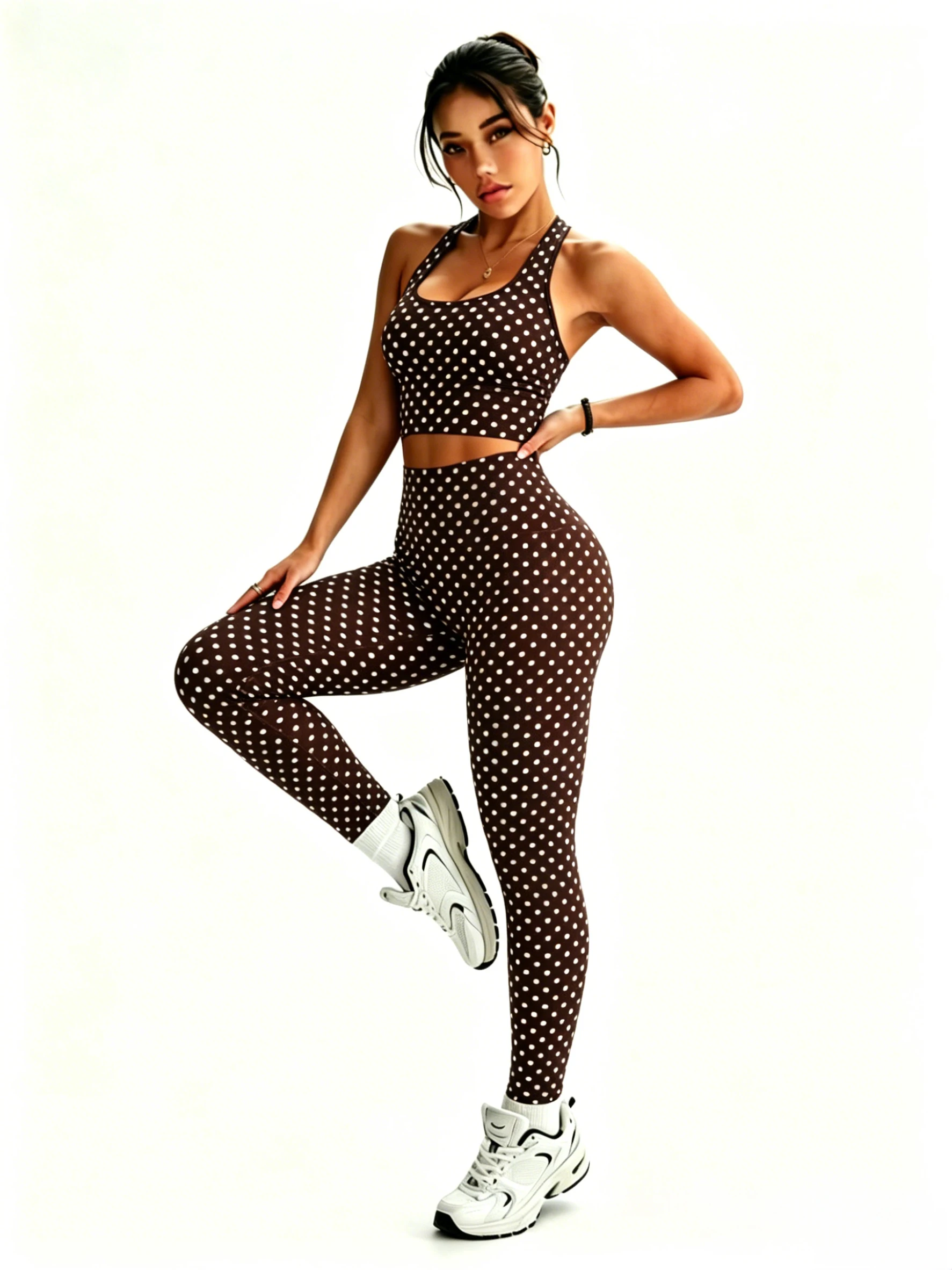 2Packs Women Y2K Polka Dot 2 Piece Set Halter Crop Top High Waist Leggings Sport Lounge Matching Outfit - view 5