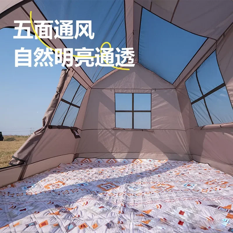 Outdoor Automatic Pop Up Tent Portable Camping Shelter Quick Open Close Sun Protection Silver Coated Vinyl Canopy for Beach