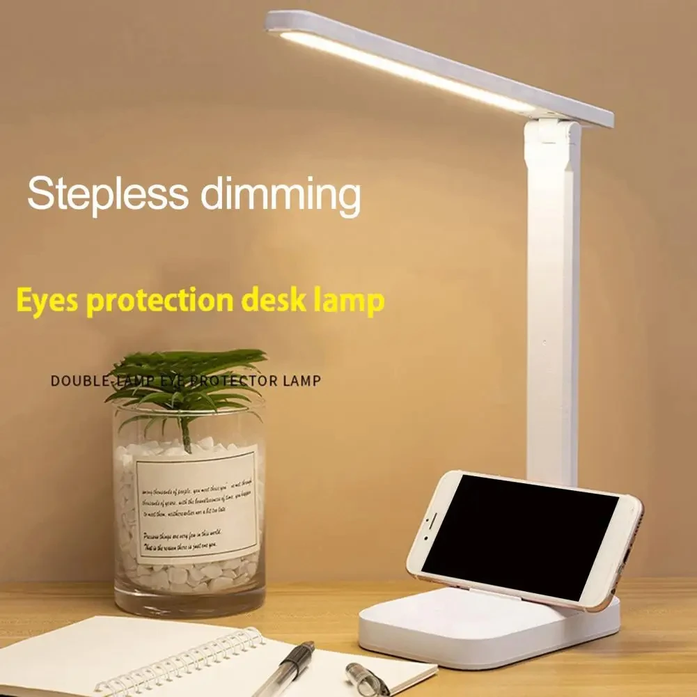 LED Touch Switch White Adjustable Folding Desk Lamp USB Rechargeable Three-color, Plug-in Single-color Desk Lamp Eye Protection