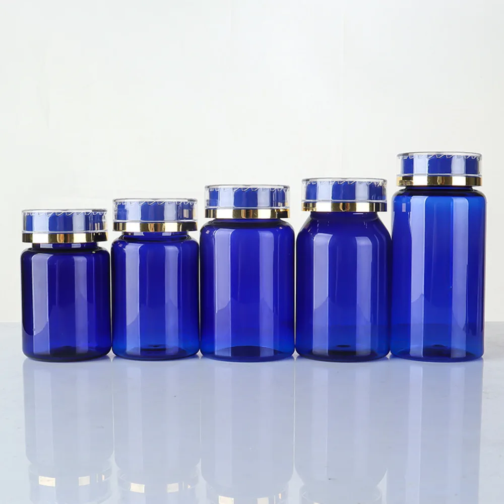 10PCS 80ML150ml blue bottle safety cap plastic sealed empty bottle capsule bottle pill bottles