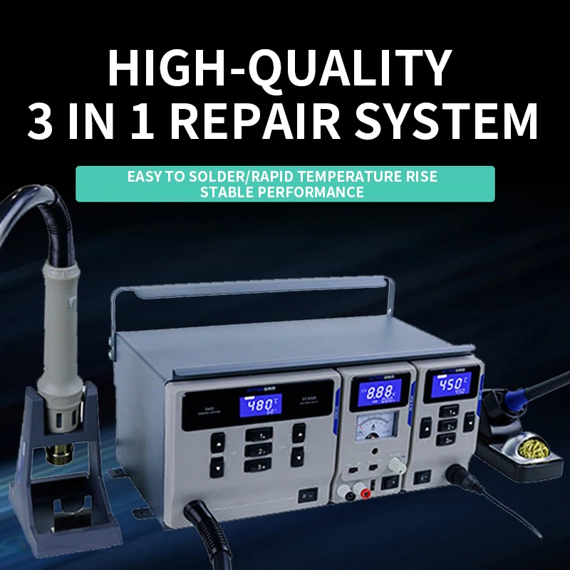 Three-in-one welding set hot air gun digital display dormant temperature MS300 air gun soldering station mobile phone repair