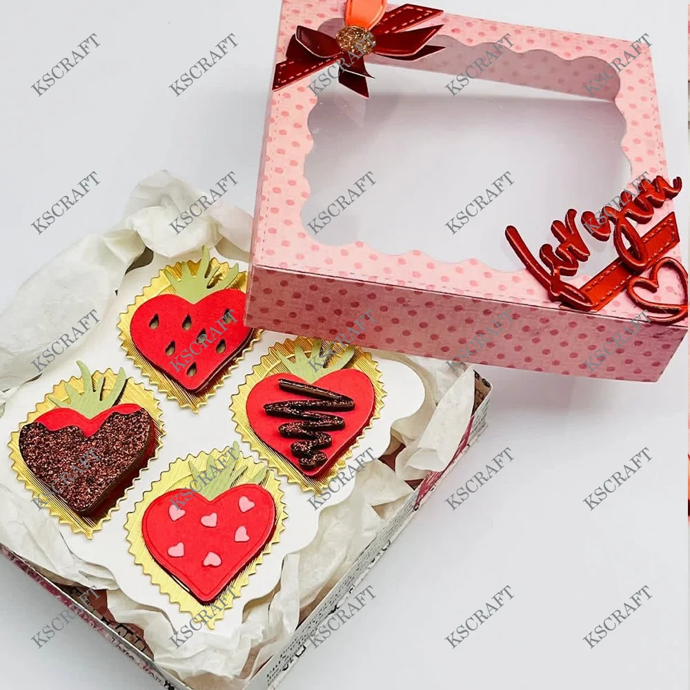 KSCRAFT Strawberry Dessert Box Cutting Dies Stencils for DIY Scrapbooking Decorative Embossing DIY Paper Cards