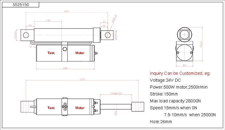 electro hydraulic linear actuator 4.5t hydraulic electric linear actuator 12500N 25000N 30000N 40000N