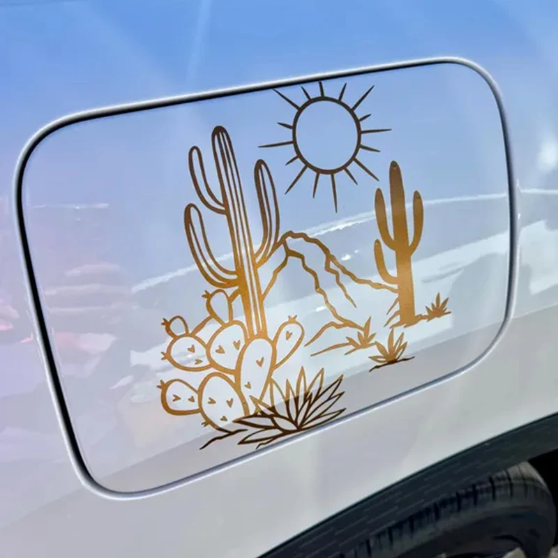 Desert Cactus and Sun Landscape Car Stickers for Window Decoration Outdoor Stickers Exterior Accessories Waterproof Vinyl Decals