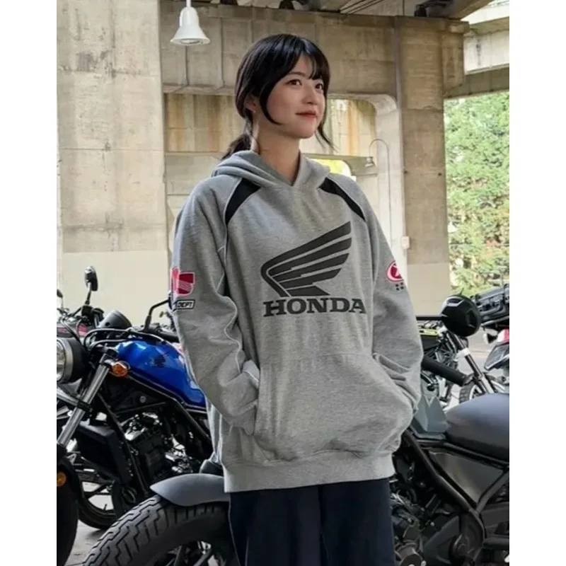 

2026 HONDA Wing Logo Толстовка Нейтральная уличная одежда 100% хлопок Повседневная толстовка с капюшоном Гоночный пуловер Мужская мода Удобный топ