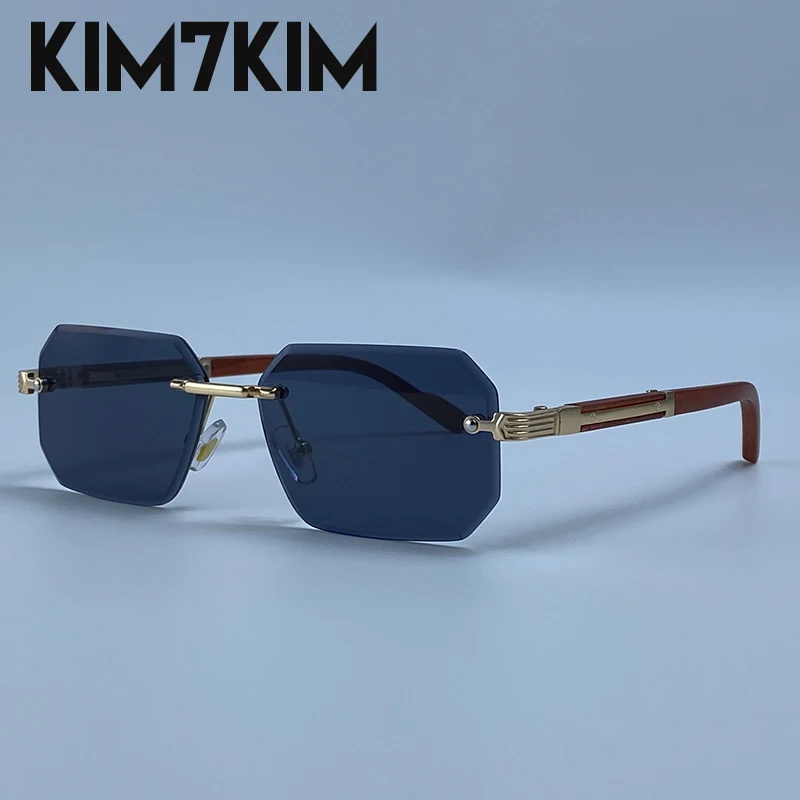 Randlose Rechteckige Sonnenbrille für Herren 2026 Luxus-Design Vintage Geometrische Quadratische Sonnenbrille Männliche Retro Punk Eyewear Fahrbrille